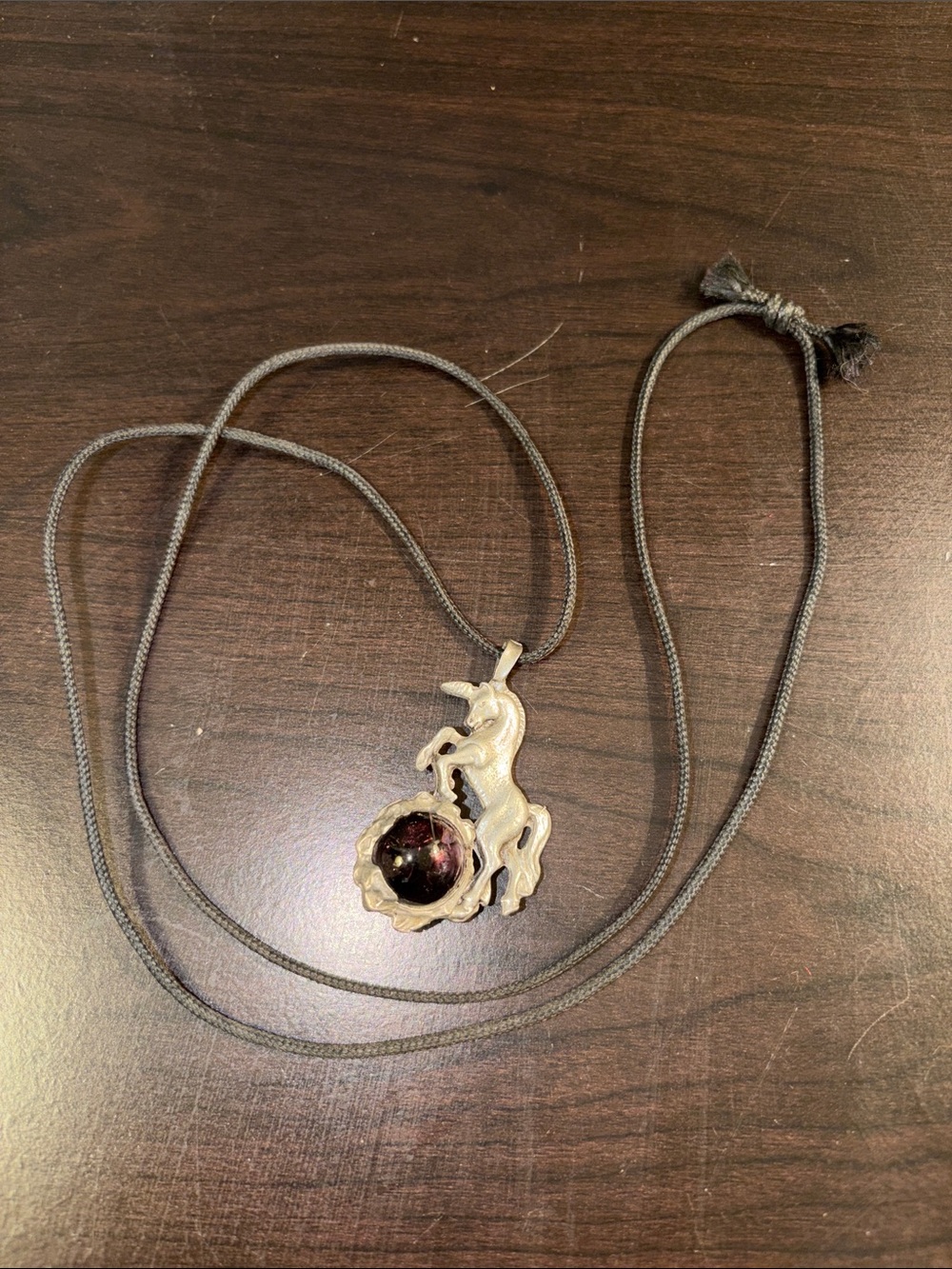 Silver Unicorn Pendant Necklace with Deep Red Stone - Women Jewelry